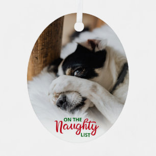 Naughty Nice List 2 Photo Dog Metal Tree Decoration