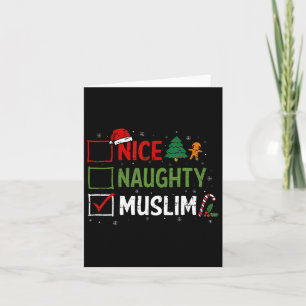 Naughty Nice Muslim Christmas Pyjamas Santa Claus Card