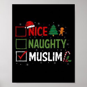 Naughty Nice Muslim Christmas Pyjamas Santa Claus  Poster