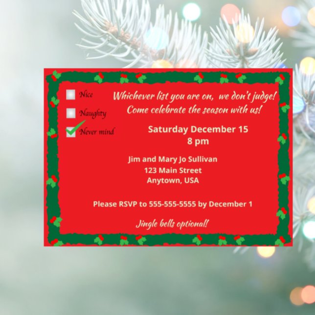Naughty Nice Never mind Holiday Invitation (Creator Uploaded)