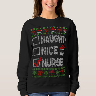 Naughty Nice Nurse Xmas Santa Ugly Sweater Funny C