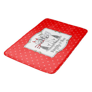 Naughty & Nice Old English Sheepdogs (Grey 1) Bath Mat