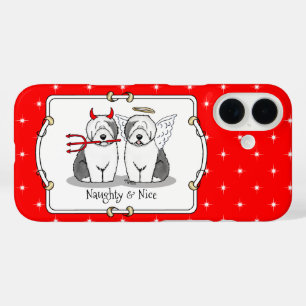 Naughty & Nice Old English Sheepdogs (Grey 1) iPhone 16 Case