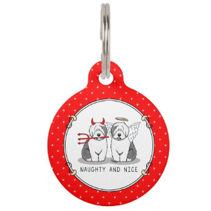 Naughty & Nice Old English Sheepdogs (Grey 1) Pet Tag
