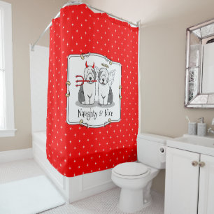 Naughty & Nice Old English Sheepdogs (Grey 1) Shower Curtain