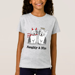 Naughty & Nice Old English Sheepdogs (Grey 1) T-Shirt