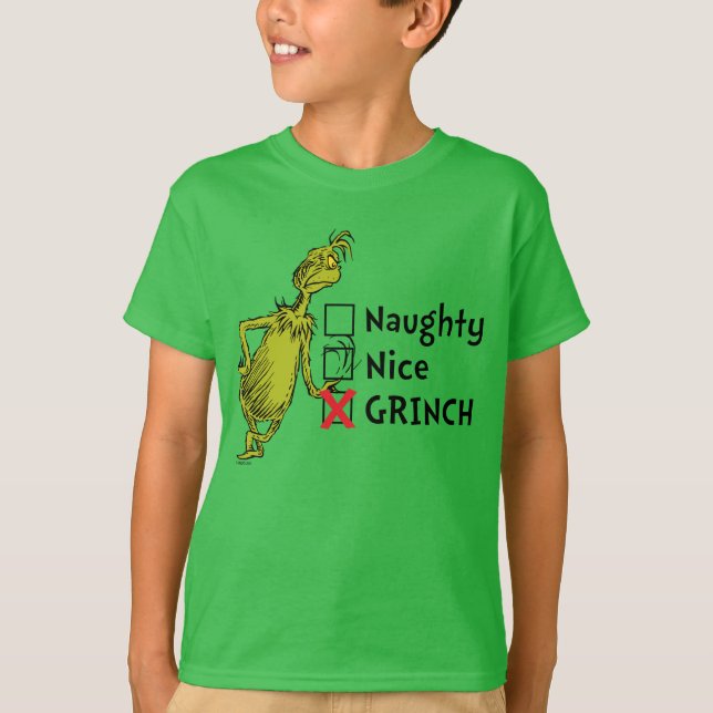 Naughty, Nice or Grinch Quote T-Shirt (Front)
