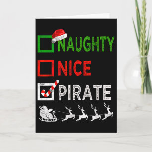 Naughty Nice Pirate Christmas Pyjamas Funny Santa  Card