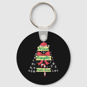 Naughty Nice Puerto Rican Christmas Pyjamas Funny  Key Ring