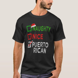 Naughty Nice Puerto-Rican Christmas Pyjamas Funny T-Shirt