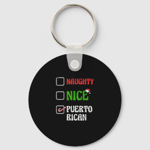 Naughty Nice Puertorican Santa Holiday Sweet Key Ring