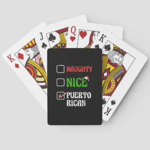 Naughty Nice Puertorican Santa Holiday Sweet Playing Cards