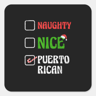 Naughty Nice Puertorican Santa Holiday Sweet Square Sticker
