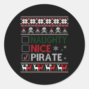 Naughty Nice Rate Funny Christmas Checklist Ugly Classic Round Sticker