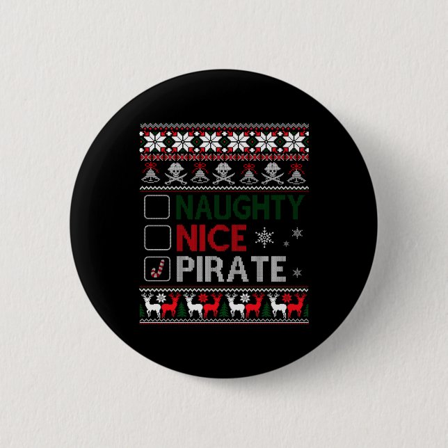 Naughty Nice Rate Funny Christmas Checklist Ugly T 6 Cm Round Badge (Front)
