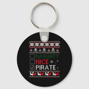 Naughty Nice Rate Funny Christmas Checklist Ugly T Key Ring