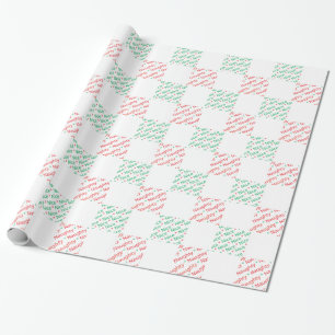 Naughty Nice Red Green Christmas Chequerboard Wrapping Paper