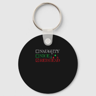 Naughty Nice Redhead Christmas Funny Holiday Key Ring