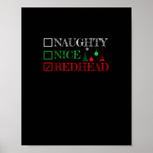 Naughty Nice Redhead Christmas Funny Holiday  Poster