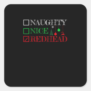 Naughty Nice Redhead Christmas Funny Holiday Square Sticker