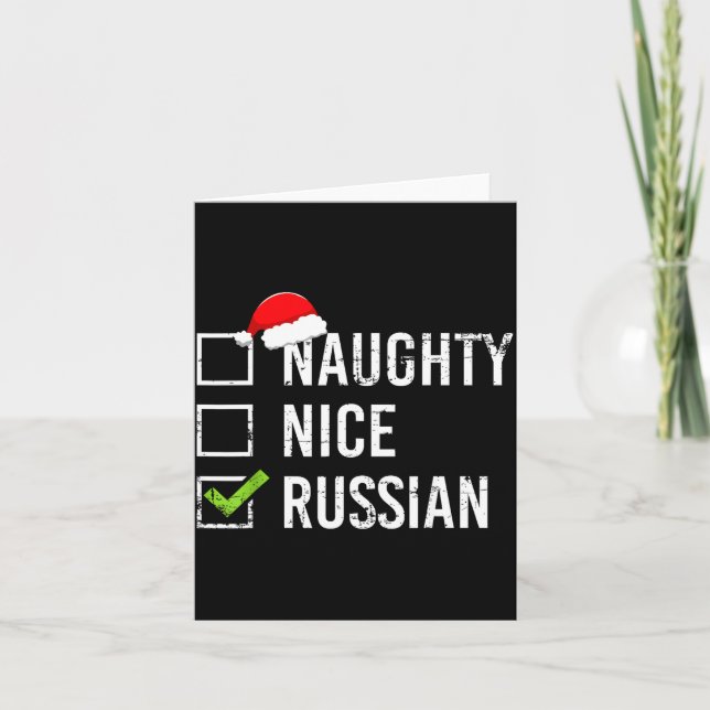 Naughty Nice Russian Shirt Santa Funny Russia Chri Card (Front)