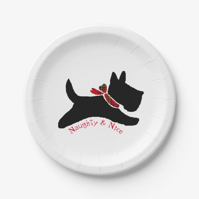 Naughty & Nice Scottie Dog Paper Plate (Front)
