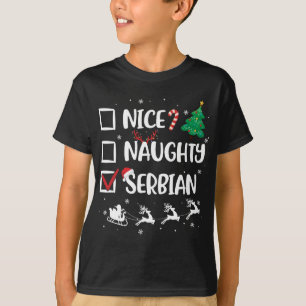 Naughty Nice Serbian Christmas Funny Santa Hat Xma T-Shirt
