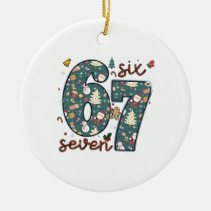 Naughty Nice Six Seven 67 Brainrot Christmas Ceramic Tree Decoration
