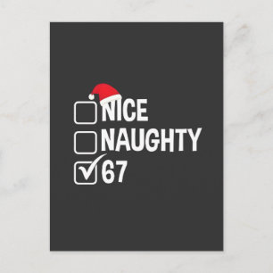 Naughty Nice Six Seven 67 Naughty List Christmas Announcement Postcard