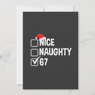 Naughty Nice Six Seven 67 Naughty List Christmas Thank You Card