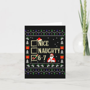 Naughty Nice Six Seven Kids Ugly Christmas Sweater Card