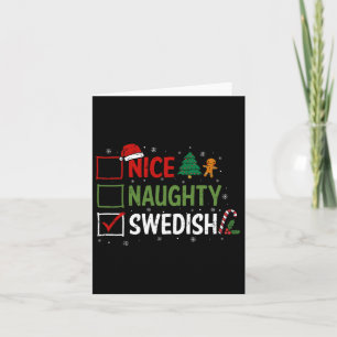 Naughty Nice Swedish Christmas Pyjamas Santa Claus Card