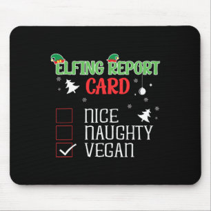 Naughty Nice Vegan Report Card Matching Christmas Mouse Pad