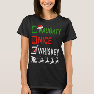 Naughty Nice Whiskey Christmas Pyjamas Funny Santa T-Shirt