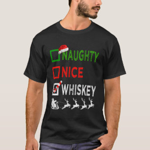 Naughty Nice Whiskey Christmas Pyjamas Funny Santa T-Shirt