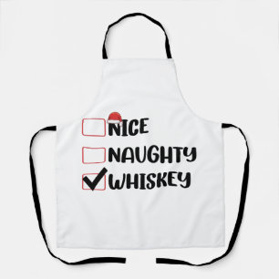 Naughty Nice Whiskey Santa Christmas List Apron