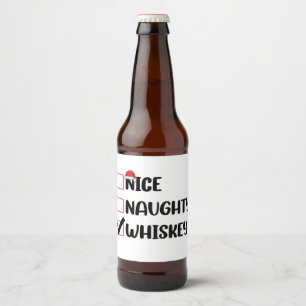 Naughty Nice Whiskey Santa Christmas List Beer Bottle Label