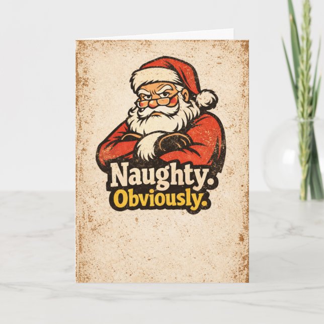 Naughty. Obviously - Vintage Christmas Card (Front)