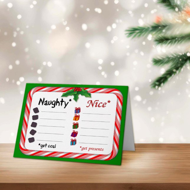 Naughty or Nice 5" x 7" Folded Holiday Card (Naughty and Nice Postcard
The Naughty get coal. Nice ones get presents. )