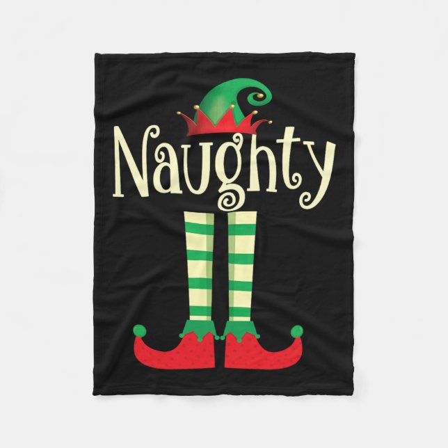 Naughty Or Nice Christmas Couple The Naughty Elf  Fleece Blanket (Front)