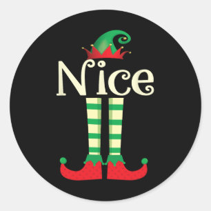 Naughty Or Nice Christmas Couple The Nice Elf 1  Classic Round Sticker
