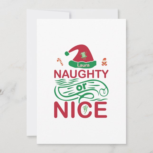  Naughty or Nice Christmas Frogs with Santa Design Invitation (Front)