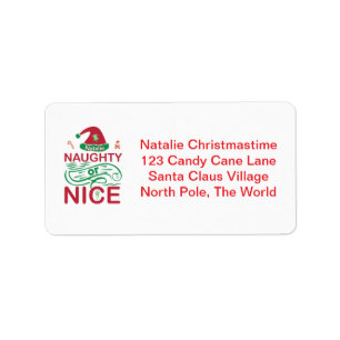 Naughty or Nice Christmas Frogs with Santa Design Label