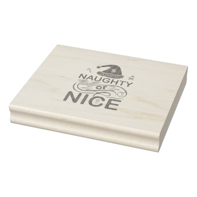  Naughty or Nice Christmas Frogs with Santa Design Rubber Stamp (Stamp)