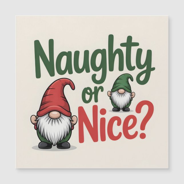 Naughty or Nice Christmas Graphic: Cute Gnomes (Front)