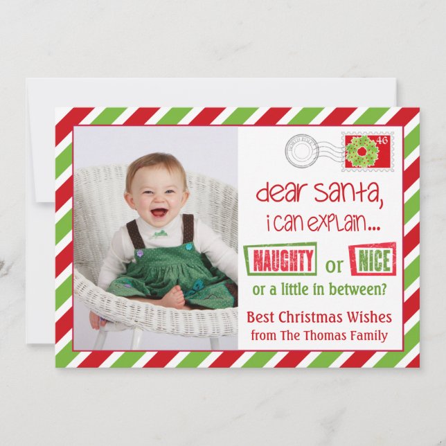 Naughty Or Nice Christmas Postcard Card 5x7 (Front)