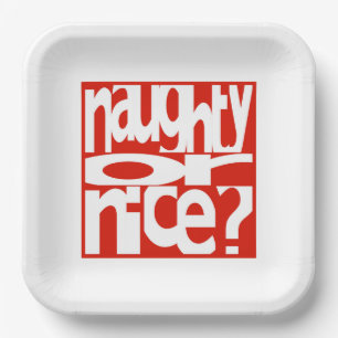 Naughty or Nice Contemporary Christmas Paper Plate