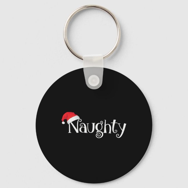 Naughty Or Nice Costume Matching Christmas Couples Key Ring (Front)