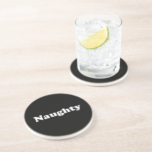 Naughty or Nice, double sided, black white Coaster