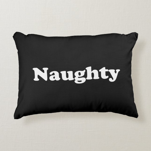 Naughty or Nice, double sided, black white Decorative Cushion (Front)